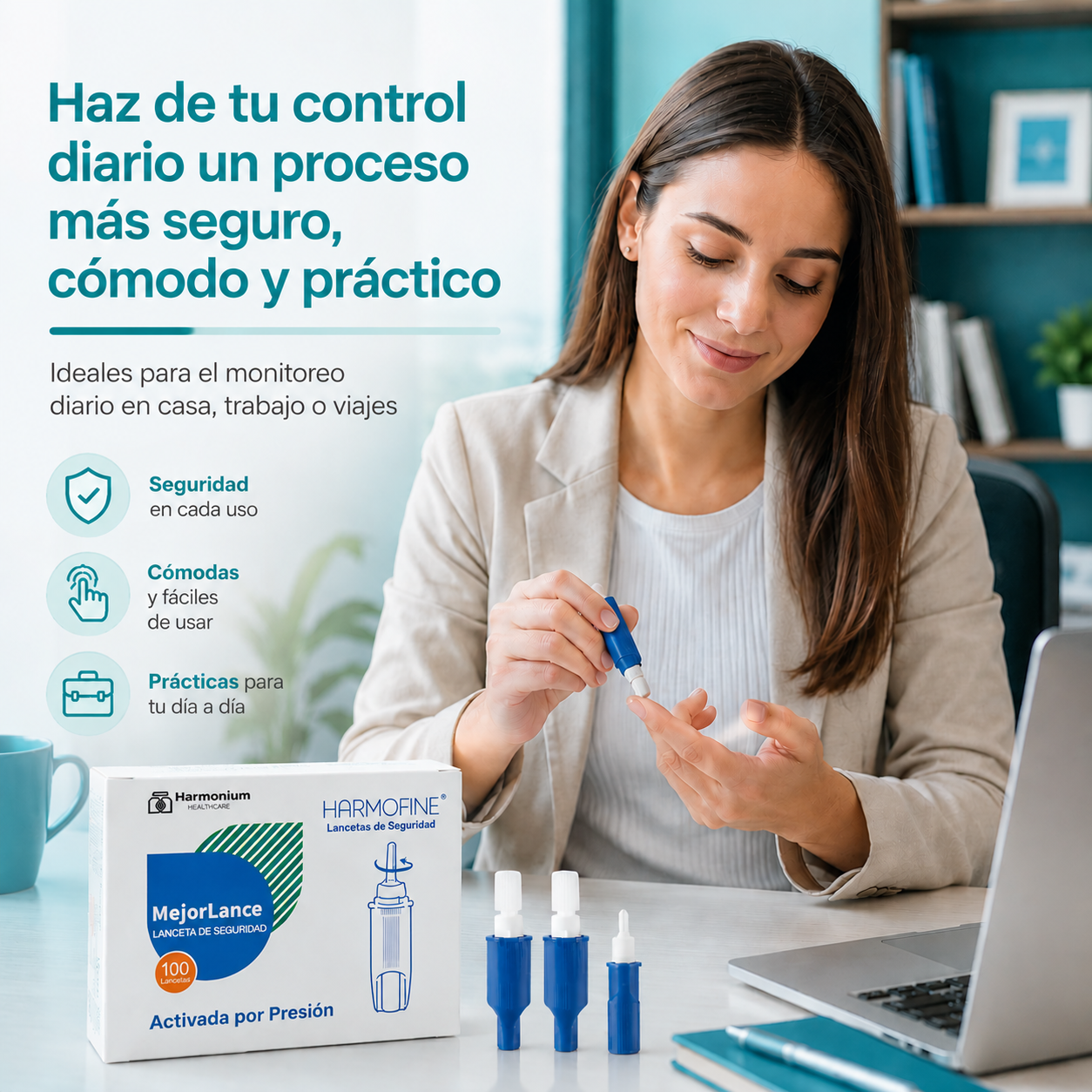 Lancetas de Seguridad Harmofine | Punción Estéril para Medición de Glucosa