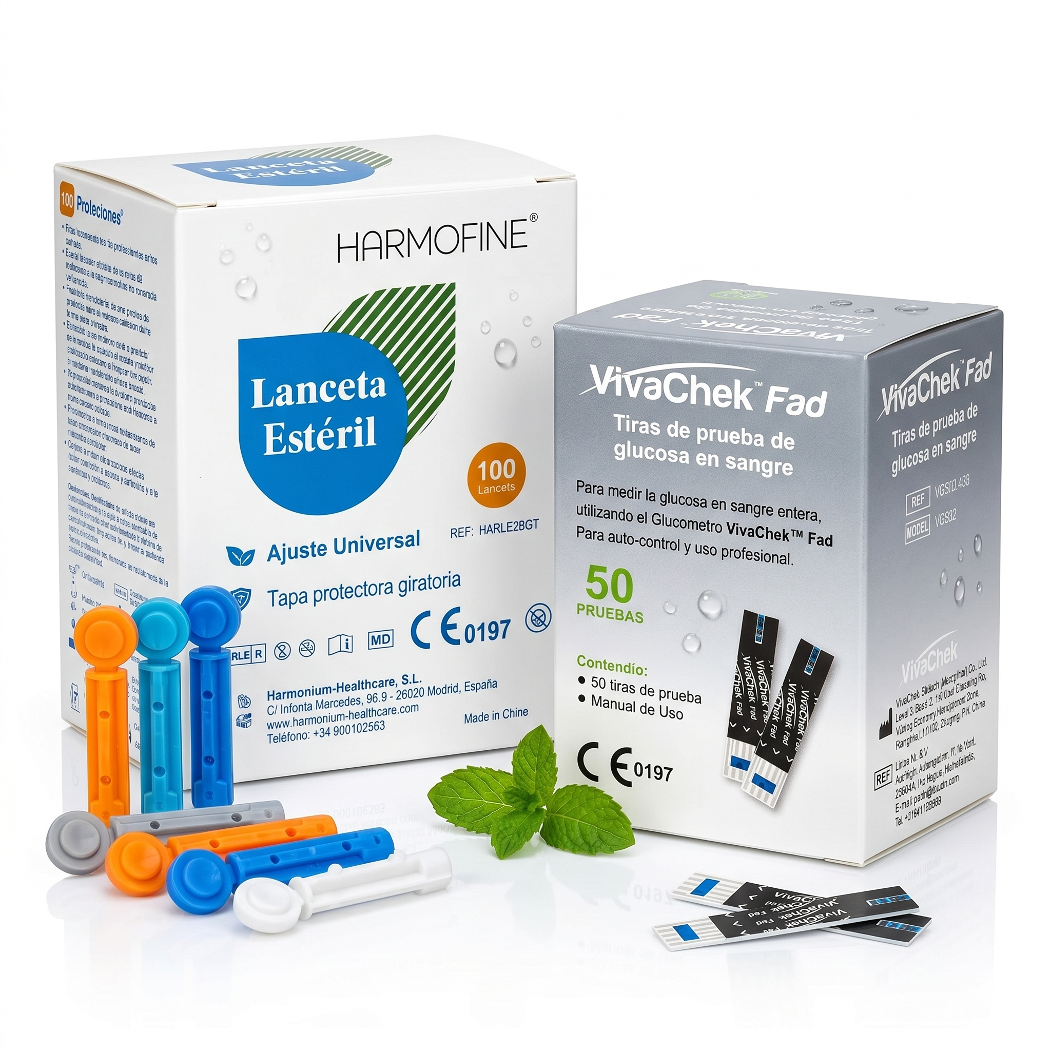 Pack de Tiras Reactivas y Lancetas VivaChek Fad | Repuestos para Glucómetro